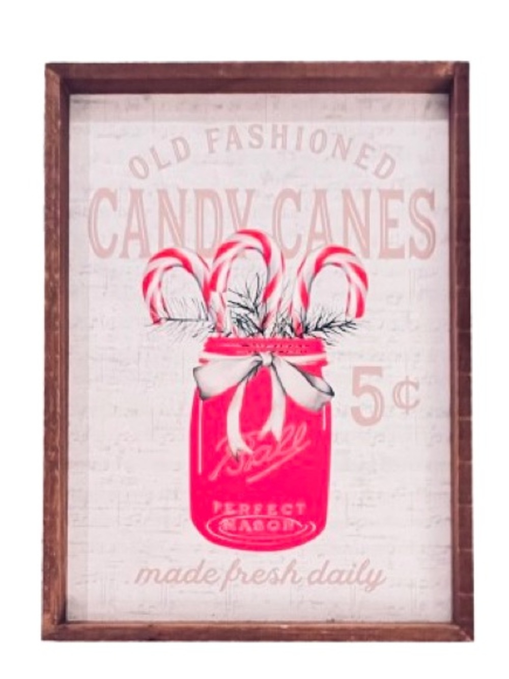 🆕- Christmas Candy Canes Mason Jar Vintage Style Wall Art -